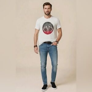 True Religion Vintage 2012 Big Buddha Ombré Graphic T-Shirt - White - XXlL